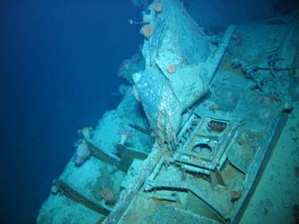 Large pieces of steel wreckage in debris field